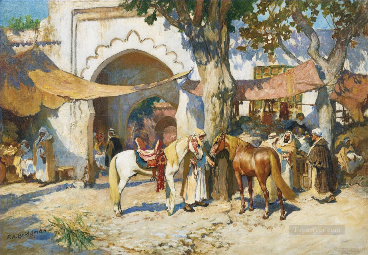 DANS LE SOUK ALGER Frederick Arthur Bridgman Arab Oil Paintings